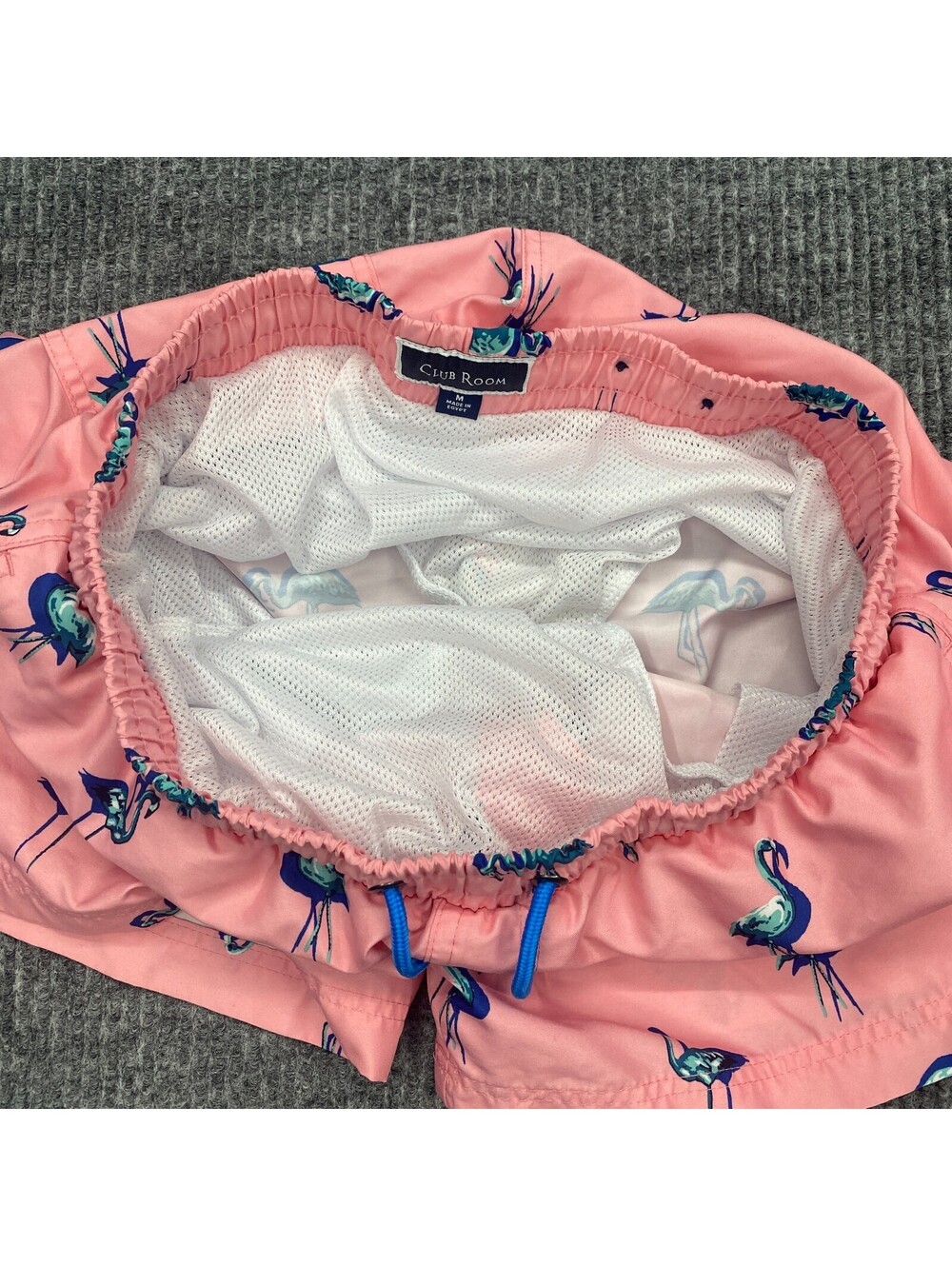 Lot Of 2 Club Room Swim Trunks Lined Shorts Men M Blue Pink Flamingo AOP Pockets - Picture 13 of 14